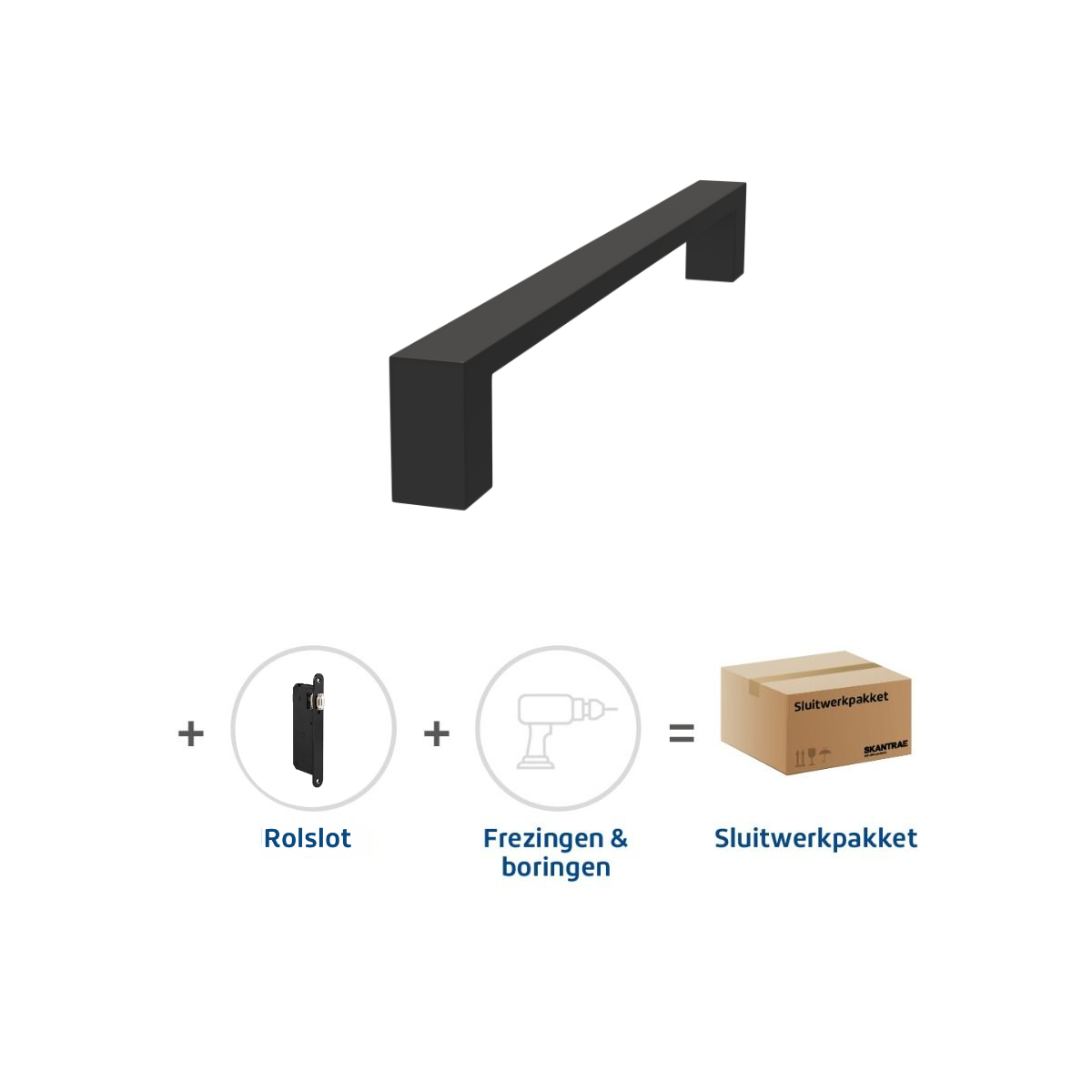 Sluitwerkpakketten met Deurgreep 28x300 Quadrate Zwart